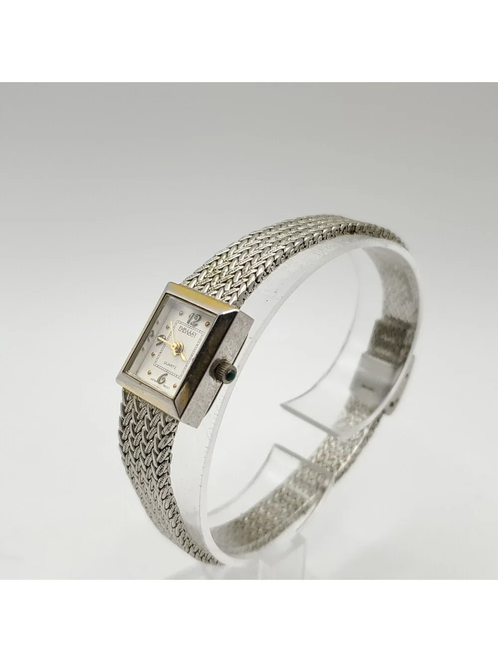 Vintage Embassy Watch Adjustable Mesh Band 16mm Square Womens New Battery